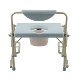 Adjustable Heavy Duty Folding Drop Arm Steel Bariatric Bedside Commode chair, Gray