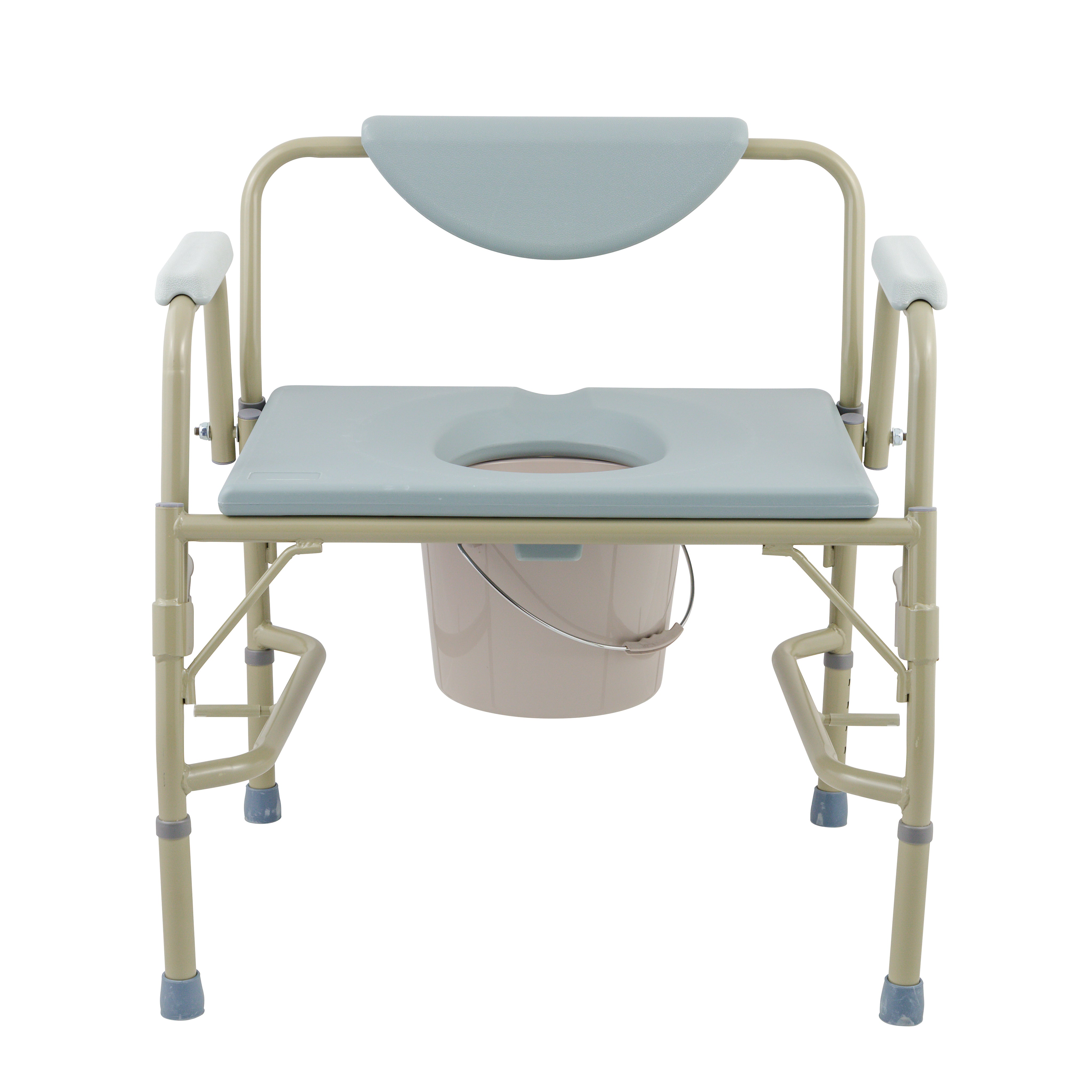 Adjustable Heavy Duty Folding Drop Arm Steel Bariatric Bedside Commode chair, Gray