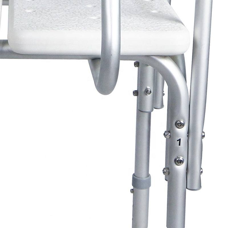 Adjustable Height Lightweight Aluminum Shower Transfer Bench with Armrests and Backrest